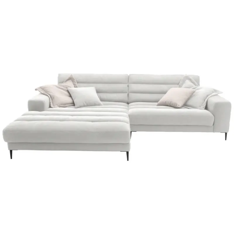 Ecksofa in Flachgewebe Creme 207/296 cm
