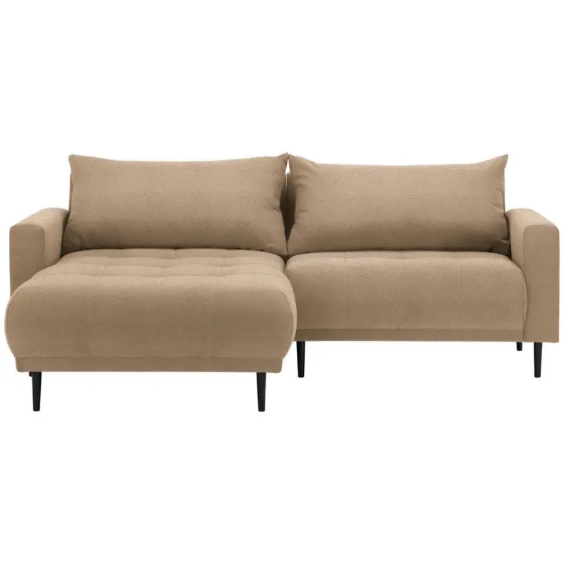 Ecksofa in Flachgewebe Hellbraun 160/215 cm