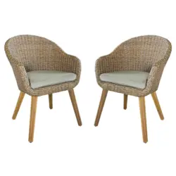 Gartenstuhl-Set Holz, Metall, Kunststoff, Textil Schwarz, Taupe, Hellbraun