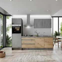 K&uuml;chenblock 273 cm in Anthrazit, Eiche Artisan