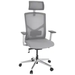 Drehstuhl in Netzbespannung, Flachgewebe Grau, Wei&szlig;