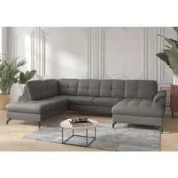 Wohnlandschaft Zora E in Echtleder Mokka