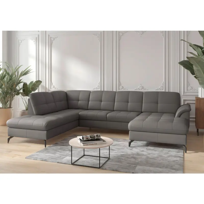 Wohnlandschaft Zora E in Echtleder Mokka