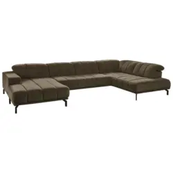 Wohnlandschaft in Velours Graubraun