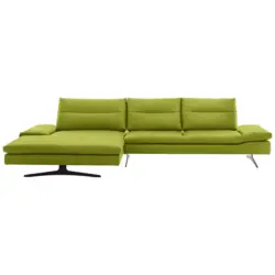 Ecksofa in Echtleder Limette 158/342 cm