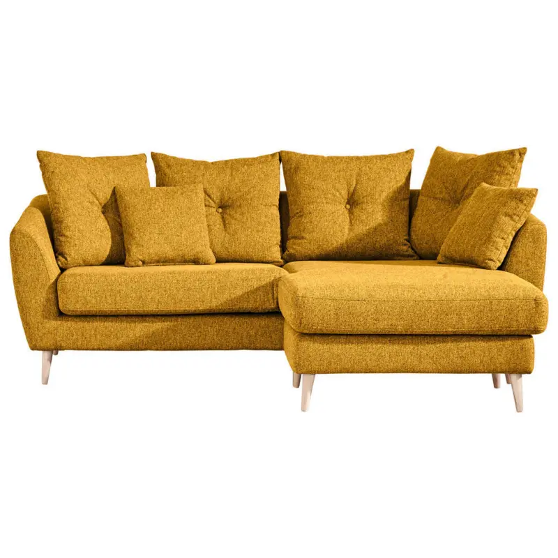 Ecksofa in Flachgewebe Gelb 210/156 cm
