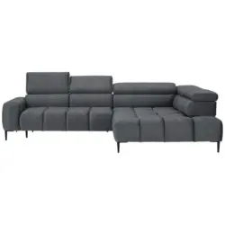 Ecksofa in Webstoff Dunkelgrau 300/216 cm