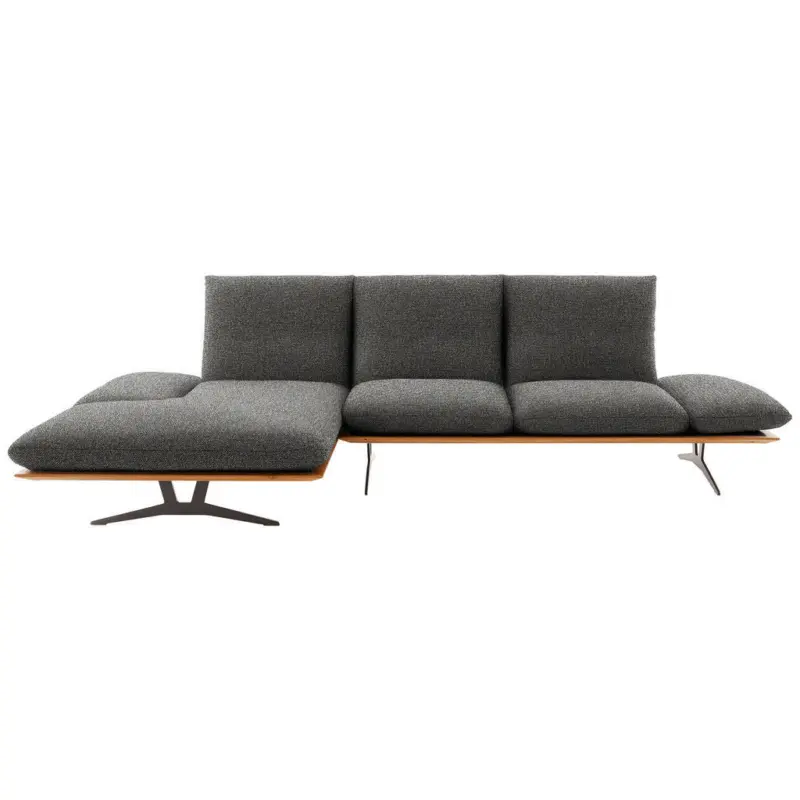 Ecksofa in Flachgewebe Anthrazit 159/314 cm