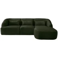 Ecksofa in Struktur Dunkelgr&uuml;n 256/160 cm