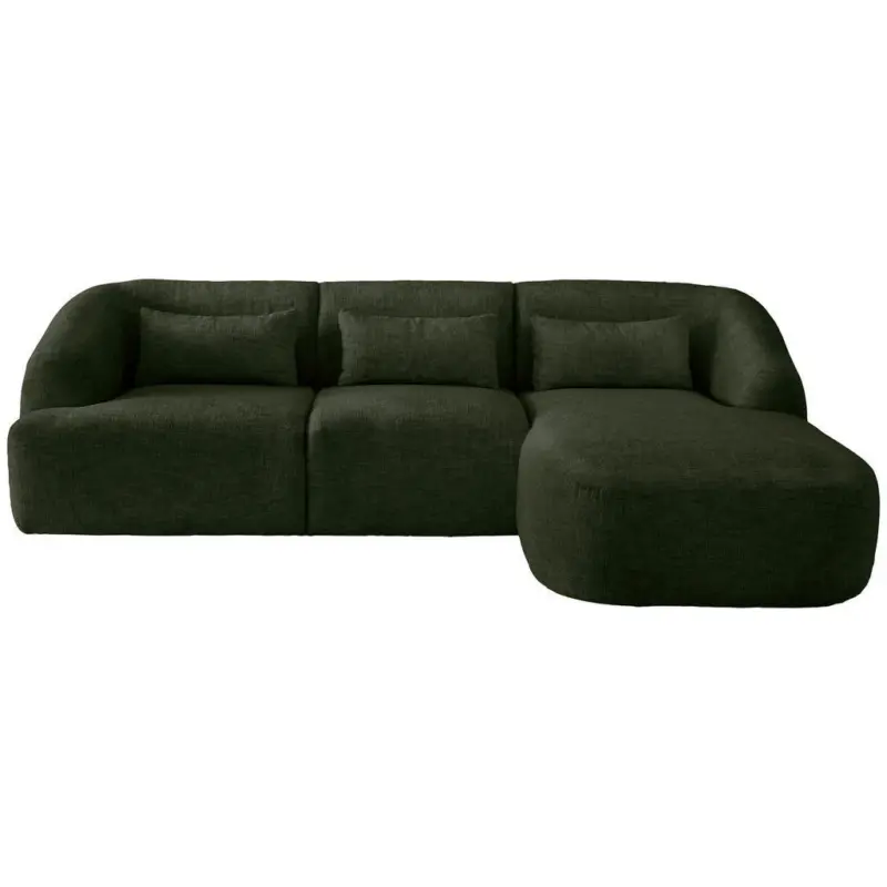 Ecksofa in Struktur Dunkelgr&uuml;n 256/160 cm