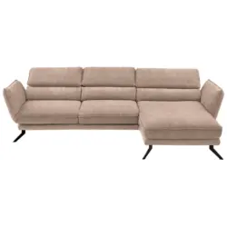 Ecksofa Valdera in Velours Hellbraun 283/153 cm