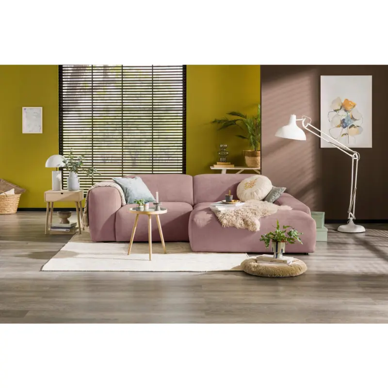 Ecksofa Hannah in Cord Rosa 252/170 cm