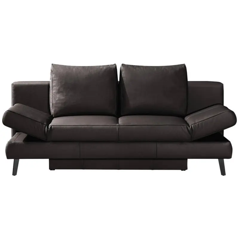 Schlafsofa in Echtleder Dunkelbraun