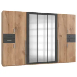 Dreht&uuml;renschrank in Graphitfarben, Eichefarben