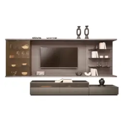 Wohnwand in Grau, Eiche dunkel 349,2/182/46 cm