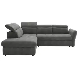 Ecksofa in Mikrofaser Grau 224/254 cm