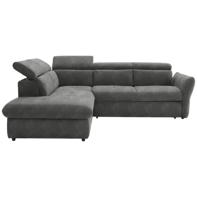 Ecksofa in Mikrofaser Grau 224/254 cm