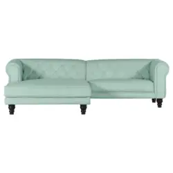 Ecksofa in Pl&uuml;sch Mintgr&uuml;n 160/260 cm