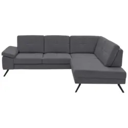 Ecksofa in Lederlook, Mikrofaser Grau 261/220 cm
