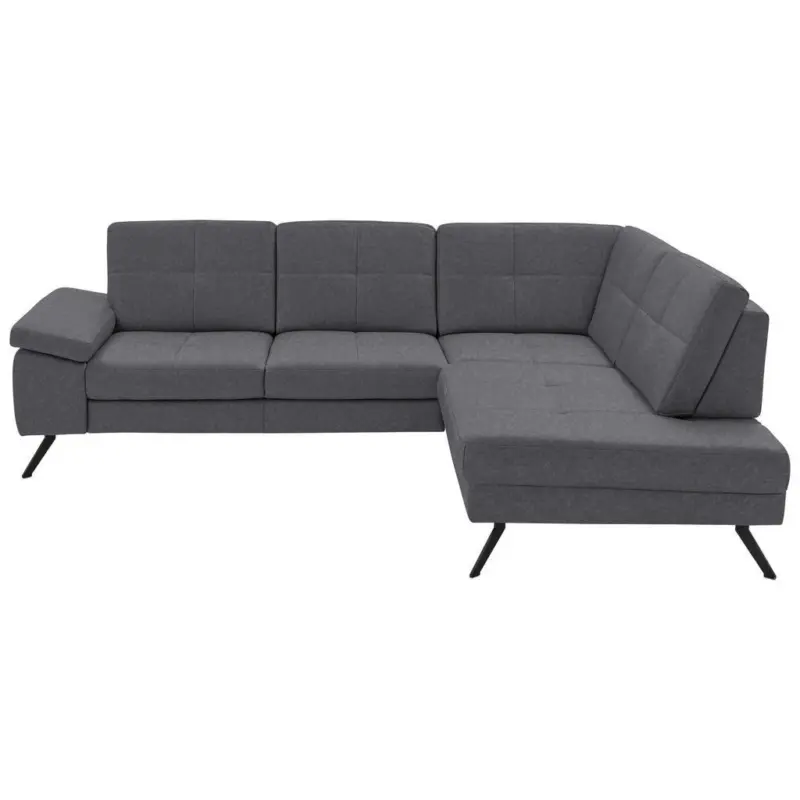 Ecksofa in Lederlook, Mikrofaser Grau 261/220 cm