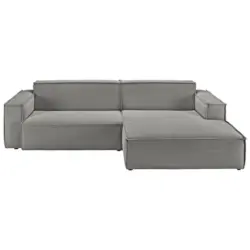 Ecksofa in Feincord Grau 276/168 cm