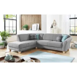 Ecksofa in Flachgewebe Silberfarben 212/257 cm