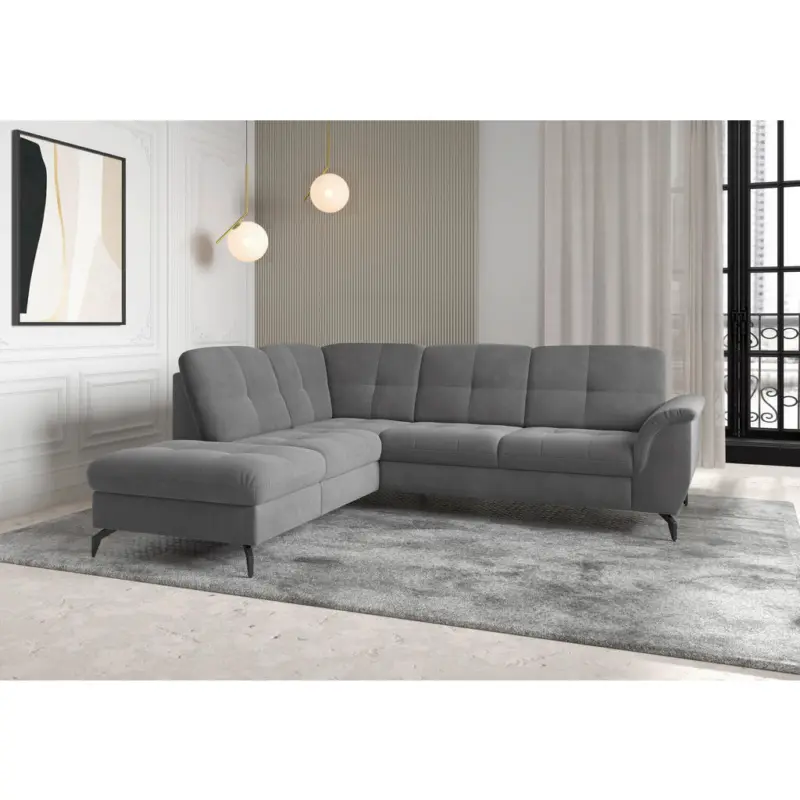 Ecksofa Zora E in Flachgewebe Grau 212/244 cm
