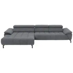 Ecksofa in Chenille Grau 190/329 cm