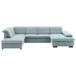 Wohnlandschaft in Webstoff T&uuml;rkis