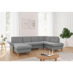 Wohnlandschaft Rochelle E in Flachgewebe Grau