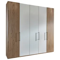 Dreht&uuml;renschrank in Wei&szlig;, Eiche Bianco