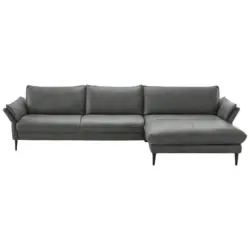 Ecksofa in Echtleder Anthrazit 334/172 cm