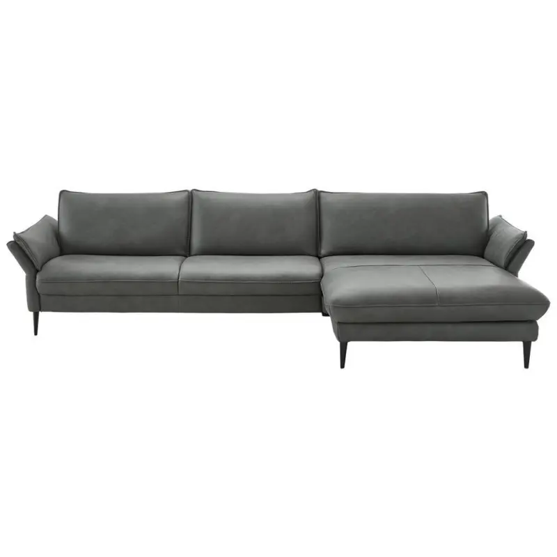 Ecksofa in Echtleder Anthrazit 334/172 cm