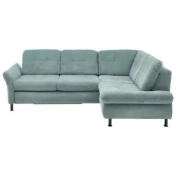 Ecksofa in Webstoff T&uuml;rkis 242/210 cm