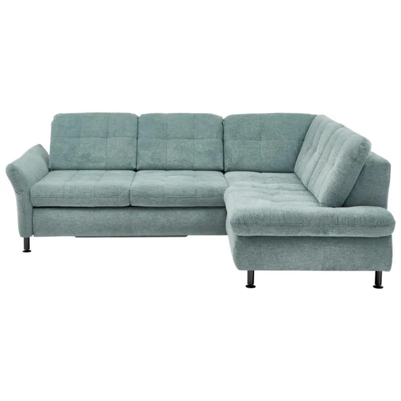 Ecksofa in Webstoff T&uuml;rkis 242/210 cm