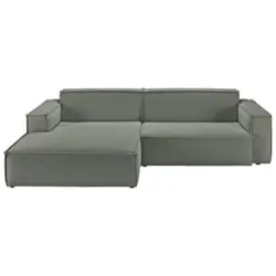 Ecksofa in Feincord Olivgr&uuml;n 168/276 cm