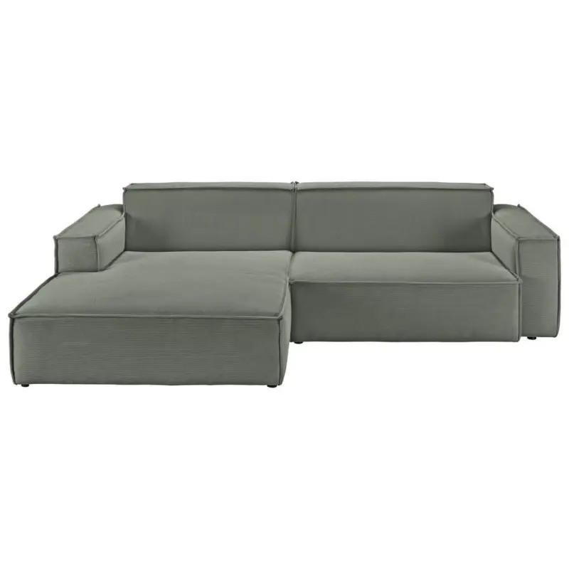 Ecksofa in Feincord Olivgr&uuml;n 168/276 cm