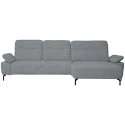 Ecksofa in Chenille, Flachgewebe Blaugrau 318/165 cm