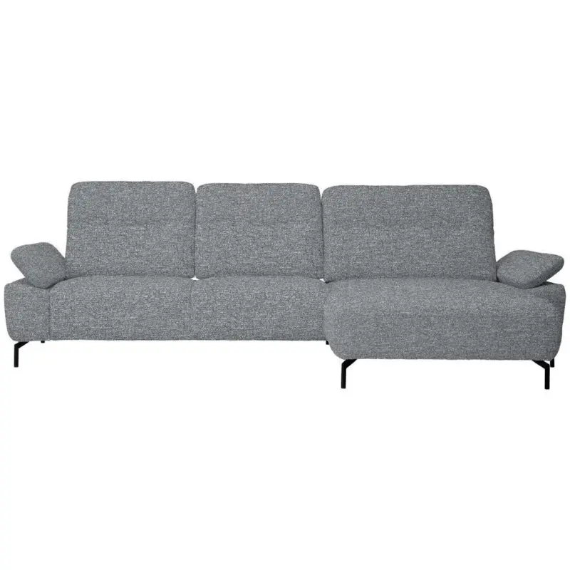 Ecksofa in Chenille, Flachgewebe Blaugrau 318/165 cm