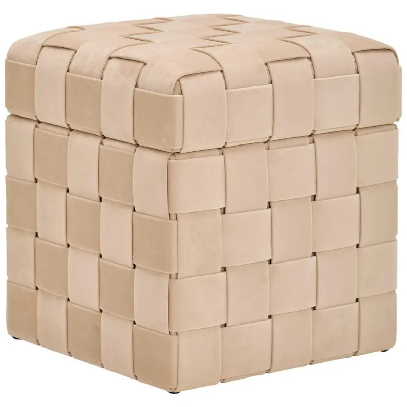 Hocker in Textil, Holzwerkstoff Creme
