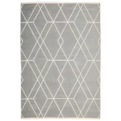 Flachwebeteppich 80/150 cm Olivia Grau, Wei&szlig;