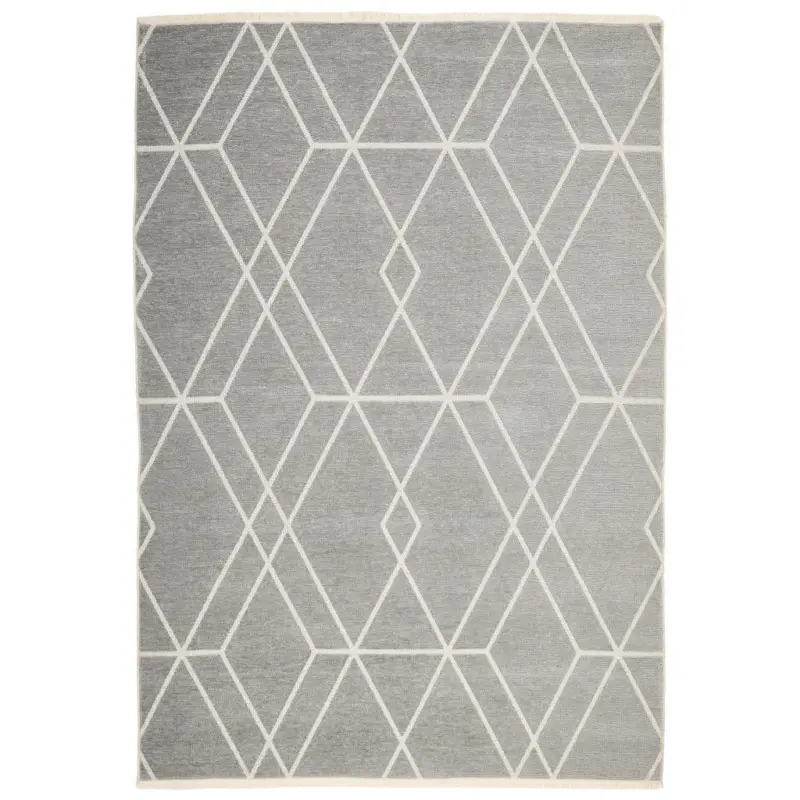 Flachwebeteppich 80/150 cm Olivia Grau, Wei&szlig;