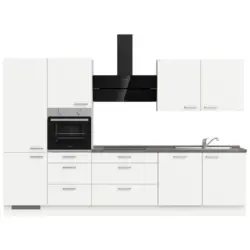 K&uuml;chenleerblock 330 cm in Grau, Wei&szlig;