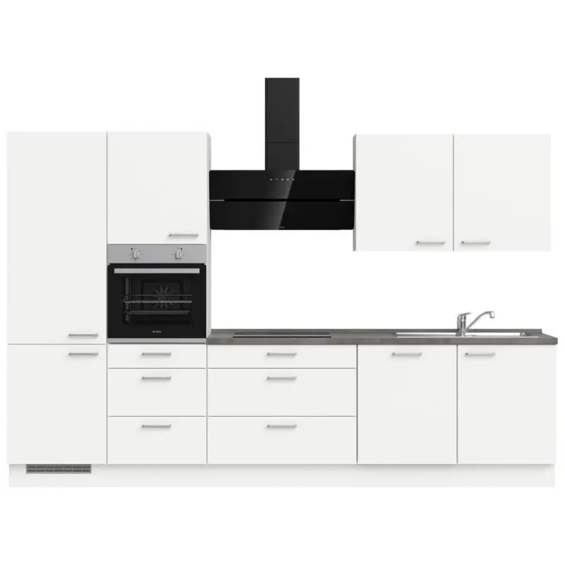 K&uuml;chenleerblock 330 cm in Grau, Wei&szlig;