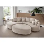 XXXLutz Lauterach - Ihr M&ouml;belhaus bei Bregenz Wohnlandschaft inkl. HockerOttomane links, organische Form in Cord Beige