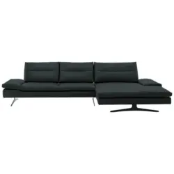 Ecksofa in Echtleder Waldgr&uuml;n 342/158 cm