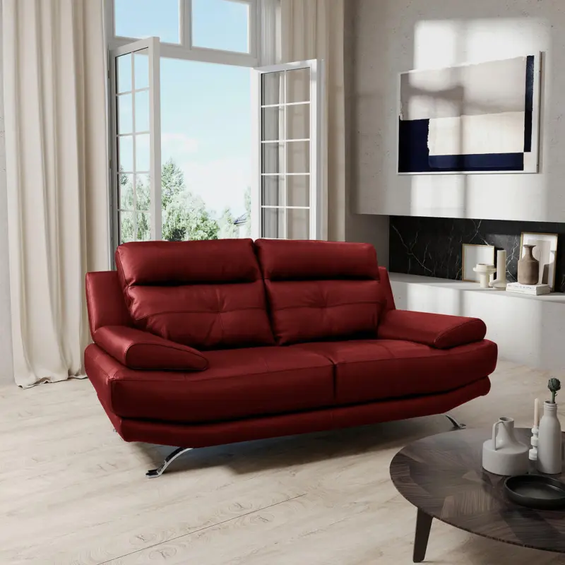2-Sitzer-Sofa in Echtleder Rot