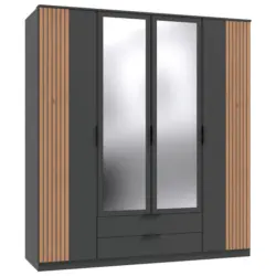 Kleiderschrank in Graphitfarben, Eiche Artisan