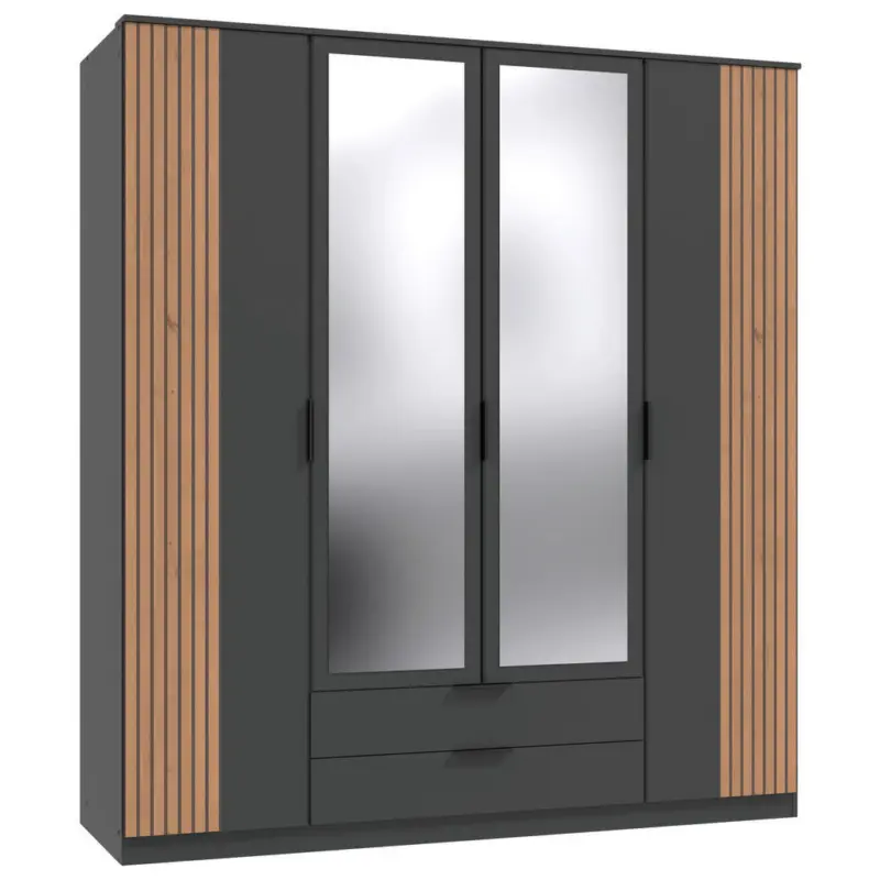 Kleiderschrank in Graphitfarben, Eiche Artisan