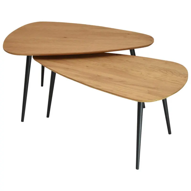 Couchtischset in Holz, Metall 90/50-60/43-48 cm